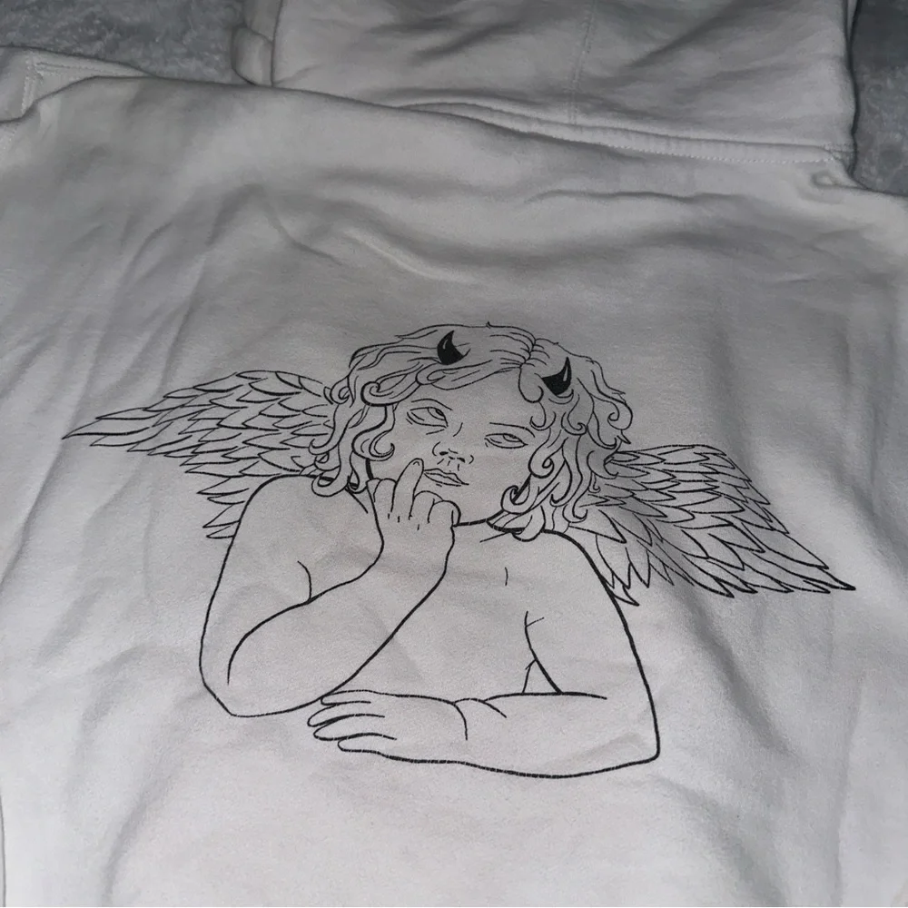 badwood x goodwood white cherub baby angel pullover hoodie sweatshirt size med - Picture 4 of 7